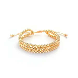 Stacked Gold Plated Stainless Steel Gold Beaded Bracelet