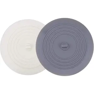 Tub Stopper 2 Pack, 6 inches Large Silicone Drain Plug Hair Stopper Flat Suction Cover for Kitchen Bathroom Accessories and Laundry Set
