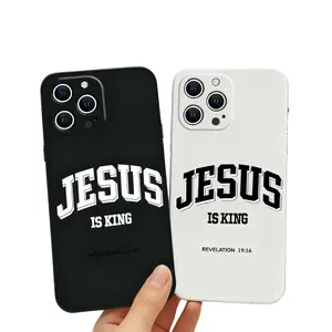 "Jesus is King" Trendy Liquid Silicone Smartphone Case - Shockproof, Drop-Proof Soft TPU Cover with Protection, Stylish Handheld Accessory Gift for iPhone 11-17