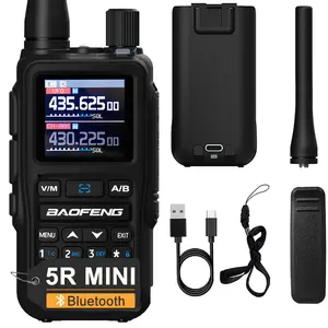 Baofeng UV-5R Mini Rechargeable Portable Walkie Talkie Bluetooth Programming Wireless Copy Frequency Loud Sound AM FM Compact Mini Two Way Radio 999CH Dual PTT for Outdoor Biking Camping