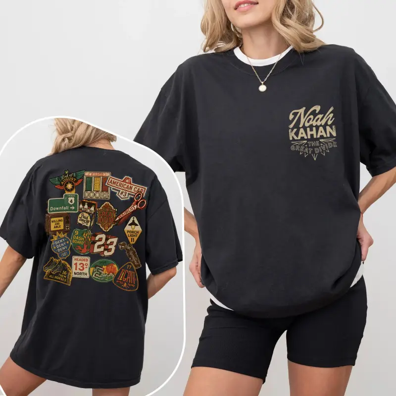Noah Kahan Shirt, Indie Folk Concert Tee, Comfort Colors T-Shirt, Porch Light Song Shirt, Back Print Unisex Tee