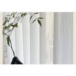No Drill Vertical Sheer Blinds Complete Set With Rod Light Filtering Bay Window Treatment