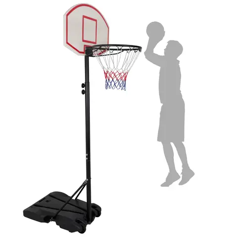 Segawe Portable Height-Adjustable 4-7 FT Metal Basketball Hoop Stand with Iron Post, Wheeled Base, Quick Assembly, Black, Transport Wheels, Enhanced Stability, for All Ages Sports Enthusiasts, Outdoor/Poolside Fun