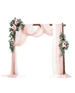 Artificial Wedding Arch Flowers Kit (Pack Of 5) With 33Ft Draping Fabric For Wedding Arch Backdrop, Floral Arch Decoration For Ceremony And Reception In Light Pink Ideal For Tables, Aisle And Reception Decor, Soft Pink Finish