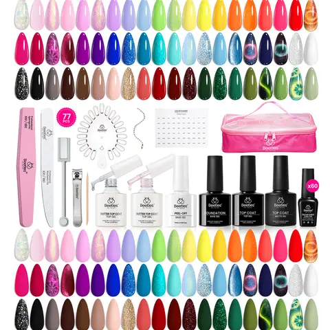 Beetles Manicure All-Season 60colors Gel Nail Polish Set【Base & Top Coat&Color Gel&Manicure Tool】DIY Nails at home Gift for girl Gift for woman gel x nails  Cutics Cosmetic  Mother's Day gift Spring Nail Taste of Spring Summer Nail Vacation Nail