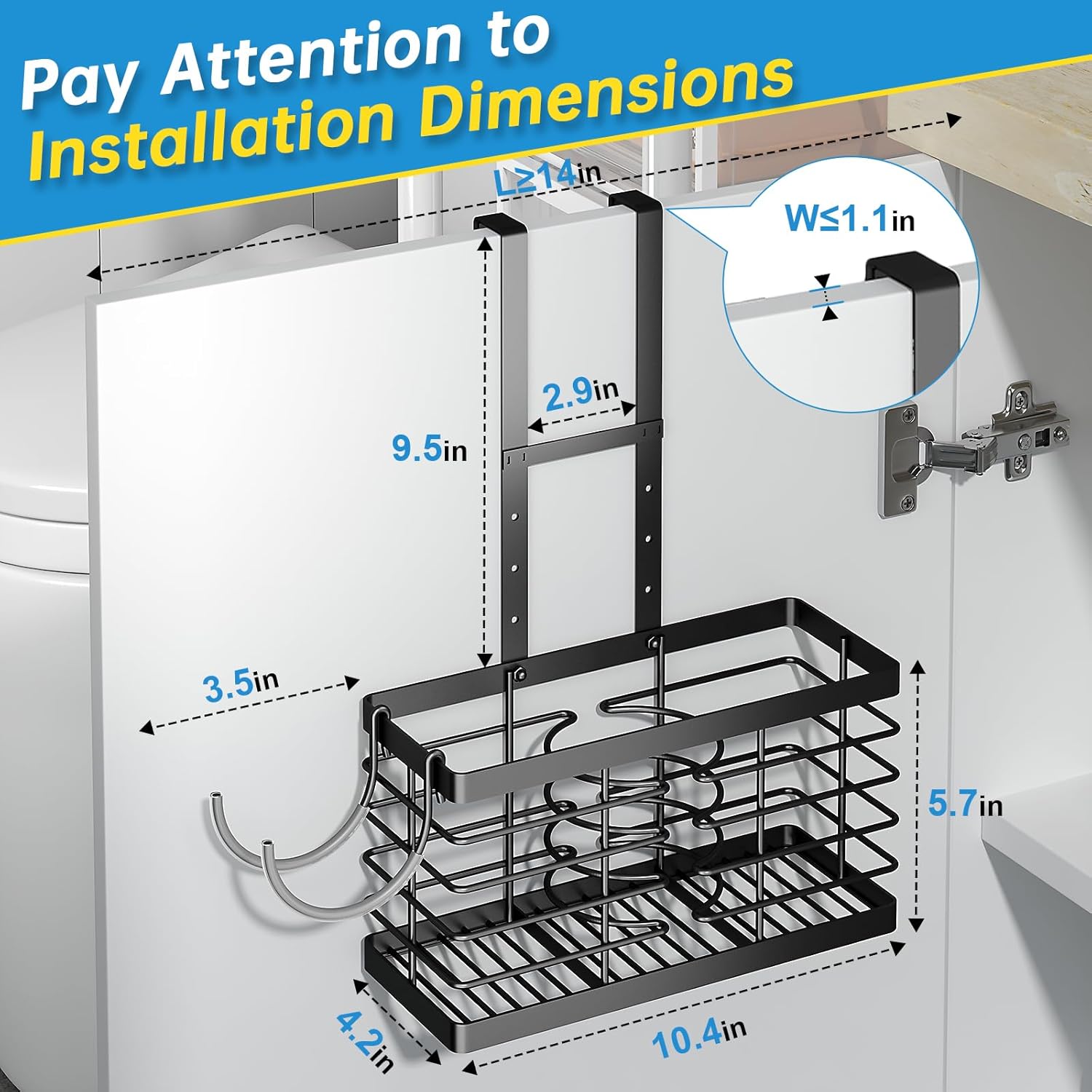 Hair Tool Organizer, Upgraded 3-in-1 Universal Hair Dryer Holder, Adjustable Height Metal Blow Dryer Holder Wall Mounted/Over Cabinet Door/Free-Standing