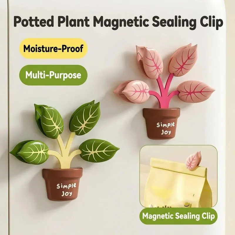 Magnetic Sealing Clips Set,  Plant Pot Covers, Kitchen Home Packaging Bags, Moisture-Proof Sealers, Creative High-Aesthetic Fridge Magnets