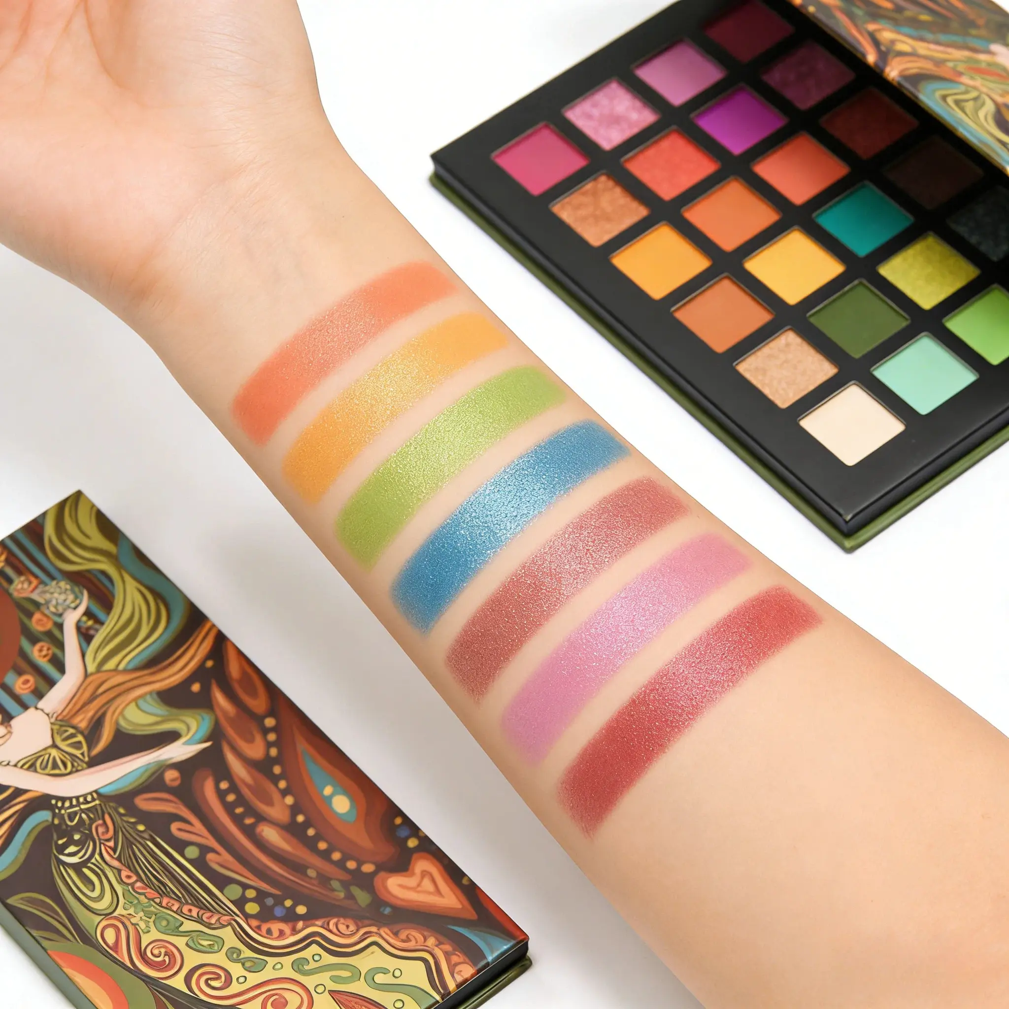 36-Shade Vintage Oil Painting Eyeshadow Palette - Gentle, Highly Pigmented Cosmetic Kit with Matte, Shimmer, Glitter, Contour, Metallics; Smooth Powder, Long-Lasting, Waterproof, Compact, Blendable for Youth, All Skin Types, Includes Brush