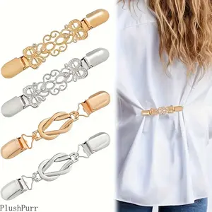 4-Pack Women's Vintage Decorative Waist Clips Adjustable Metal Dress Cinch Buckles Non-Slip Zinc Alloy Waist-Shaping Accessories Durable for Dresses Sweaters outdoorfun