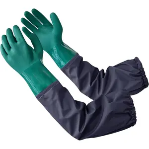 Full Arm Pond Gloves with Cotton lining Extra Long Waterproof Glove for Pond Cleaning/Machinery Industry 25-inch