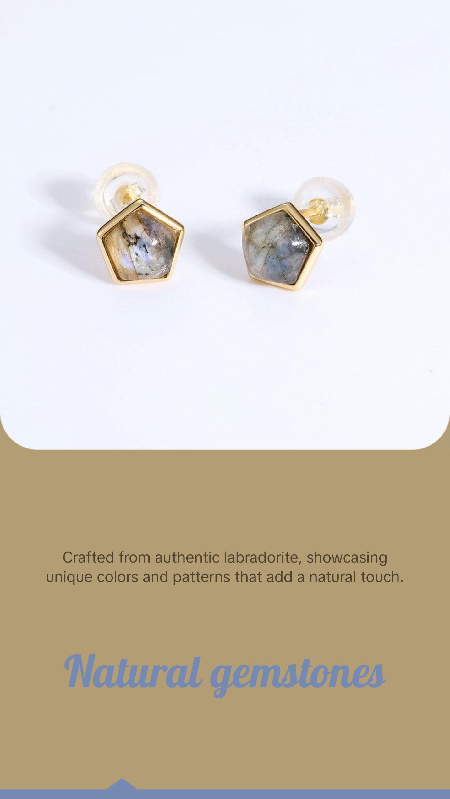 Labradorite Pentagon Stud Earrings