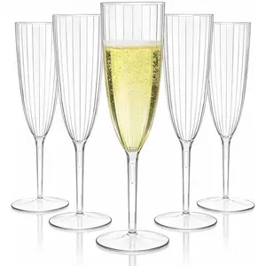 8-pack transparent plastic champagne glasses, Plastic Goblets, 6-ounce disposable wine glasses, reusable cocktail glasses party supplies, suitable for parties, weddings, picnics, gatherings, birthday celebrations, bridal showers, Drinking Glasses