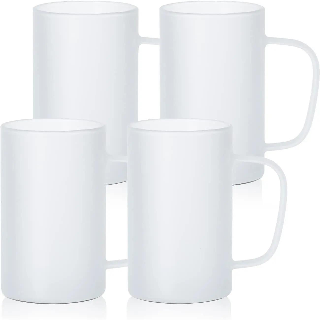 Sublimation Glass Blanks Beer Mugs Frosted 18 OZ Coffee Tumblers Cups with Handle for Mug Tumbler Heat Press Printing UV DTF HTV DIY Projects 4 Pack