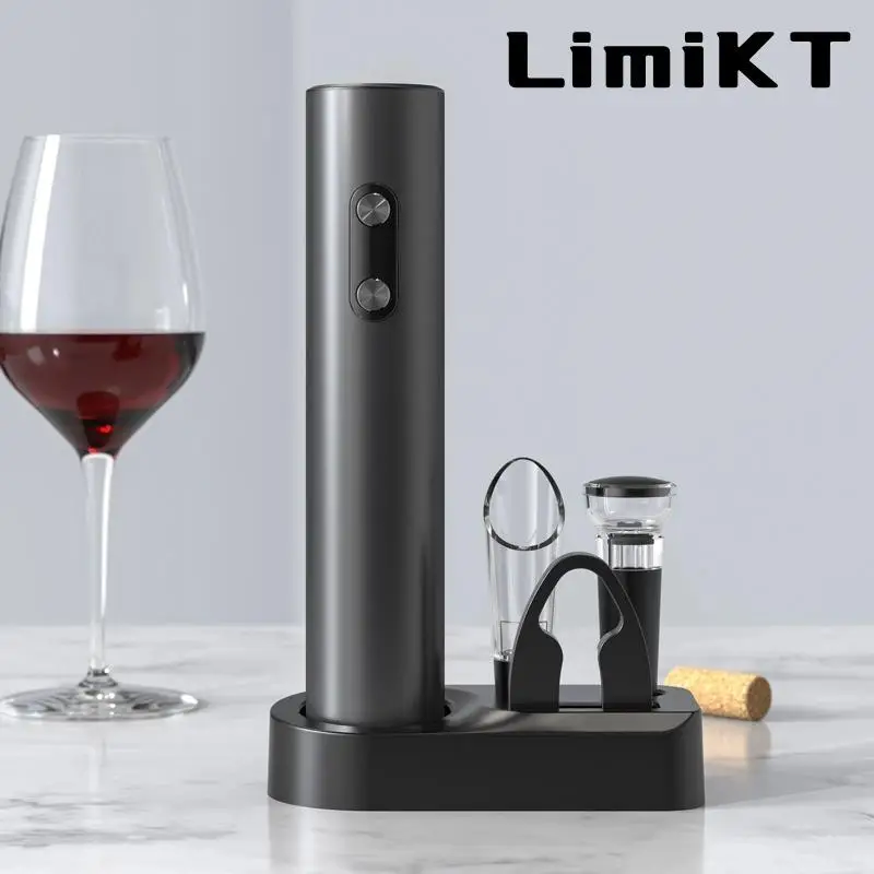 Electric Wine Bottle Opener Set, 1 Set Wine Bottle Opener & Pourer & Stopper & Foil Cutter & Storage Holder, Bar Utensils (Battery Required, without B