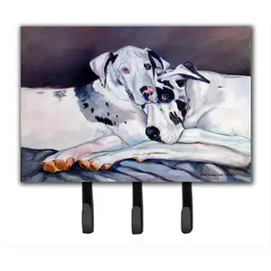 Carolines Treasures 7163TH68 Metal Harlequin Natural Great Dane Leash Holder, Key Hook, Home Organiser Hanger