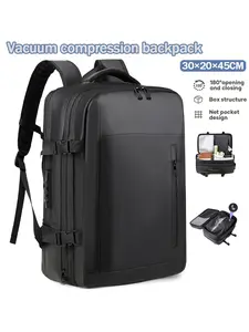 Vacuum Compressed Waterproof Travel Backpack, Expandable Laptop Bag with Password Lock, Large Capacity Business Backpack for Men