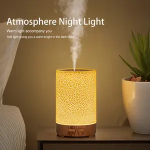 Mini Tabletop Ultrasonic Aromtherapy Essential Oil Diffuser Wood Grain Air Humidifier 150ml with 7Color Lamp