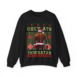 Mike Tyson Ugly Ath Sweater, Funny Ugly Christmas Jumper, Crewneck Sweatshirt Gift