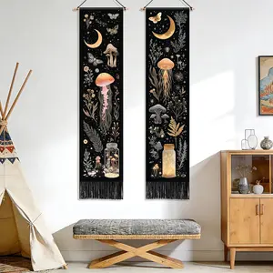 NYZE Vertical Tapestries with Tassels 13x51.1inch Aesthetic Long Vertical Tapestry Jellyfish Mushroom Wall Art for Bedroom, Living Room, Dorm Room, Home Wall Decoration