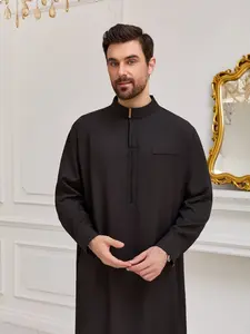 Arabic Islamic Muslim Traditional Clothing, Premium Traditional Thobe, Modesty Thobe, Ramadan Festival Holiday Wear, Stand Collar Robe for Men, Daily & Special Occasions