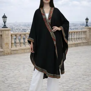 BISHT - (1PIECE) Embroidered Palestinian Style BISHT/ABAYA with Rich Black & Orange Accents for Elegant Wear