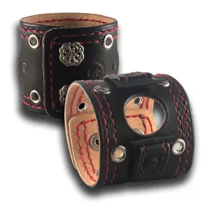 Black Apple iWatch Leather Cuff Watch Band with Celtic Snaps