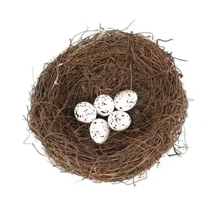 2pcs Handmade Natural Material Bird Nest Models, Garden Courtyard Home Party Wedding Decor Gifts, Desktop Ornament for Bird Lovers