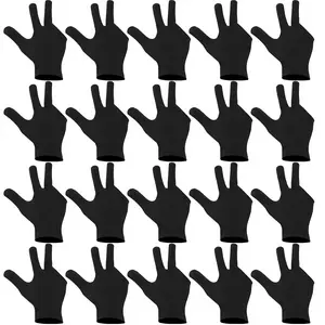 20Pcs Breathable Billiard Gloves Snooker Left Right Hand Gloves 3 Fingers Cue Gloves for Women Men Billiard Accessories