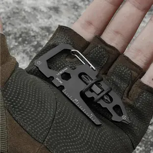 Stainless Steel Outdoor Tool, Multifunctional Card Tool, Multipurpose Keychain Ring, Camping Climbing Accessories, Pocket Tool for Climbing, Outdoor Multifunctional Tools