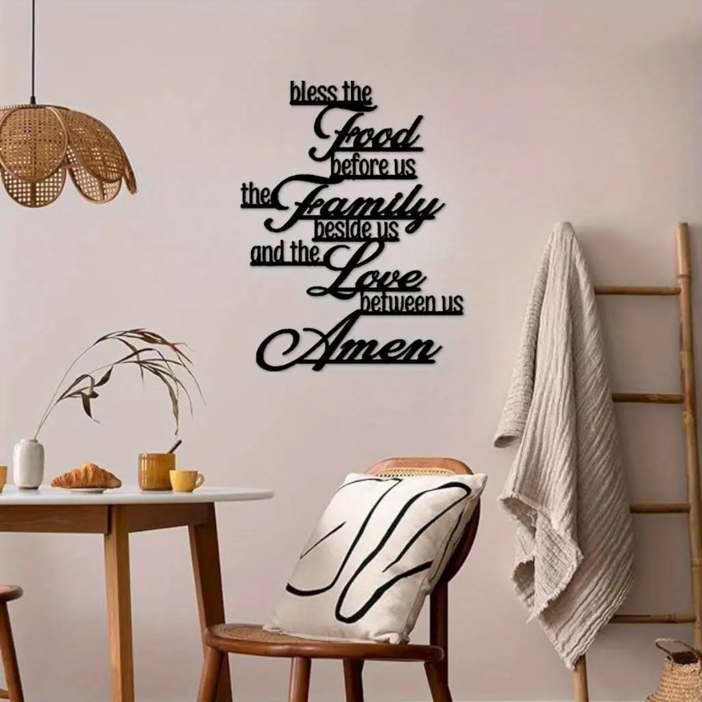 Bible Verse Metal Wall Hanging, Spiritual Wall Decor, Inspirational Christian Decor, Religious Home Decor, Durable Cast Iron Weatherproof Indoor Outdoor Sign, Food Blessing Quote, Stylish Religious Decor, Religious Decorations