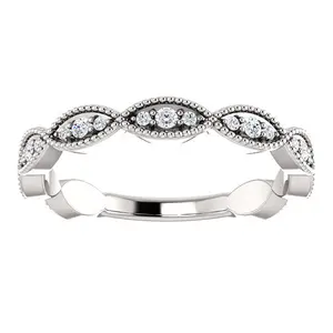 1/5ct Diamond Wedding Ring Womens Stackable Anniversary Ring 14k White Gold