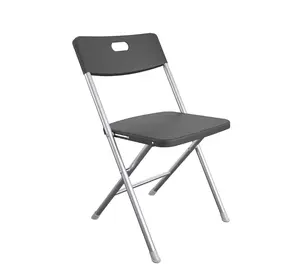 Black Plastic Folding Chair with Resin Seat and Back - Elegant Design for Home or Office Use