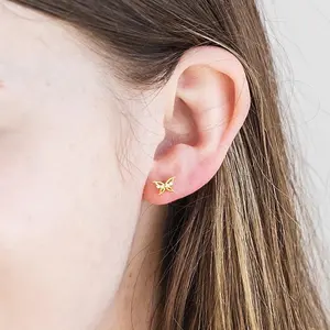 Intricate Butterfly Cartilage Earring • 18g Tragus Labret • Screwback Lobe Earring • Dainty Butterfly Conch Threadless • Spring Piercings