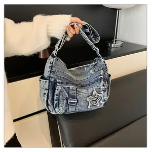 Gosect Women's Denim Crossbody Bag - Crossbody Purses for Women, Multi-Pockets Everyday Bag with Double Zipper, Adjustable Shoulder Strap, Machine-Washable, Ideal for Work, Daily Outings (Mother's Day Gift),summervibes