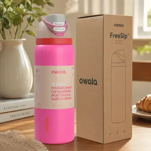 Owala FreeSip Pink Bottle 32oz, Leakproof Stainless Steel Water Bottle, Insulated Travel Tumbler, Gym Hydration Cup, Cute Owala Bottle