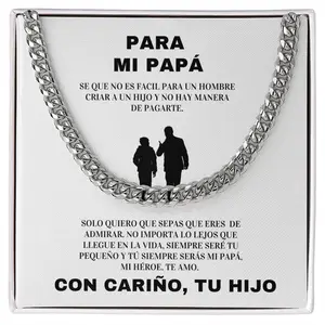 Regalo Para Papa | Te Amo | Cadena de Eslabones Cubanos Gift for Dad | I Love You | Cuban Link Chain Necklace