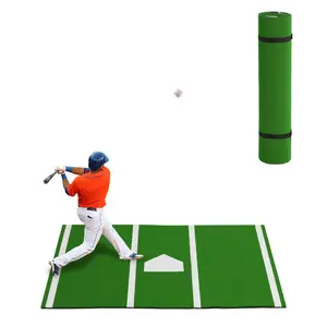 Baseball & Softball Hitting Mat, Batting Cage Mat with Home Plate and Anti Fade Turf for Baseball Softball Training Practice Indoor and Outdoor