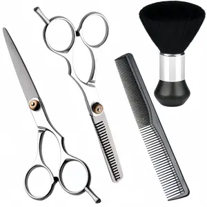 Professional Barber Hair Cutting Scissors Set, 6 Inch Sharp Hair Shears with Thinning Scissors, Comb & Neck Duster Brush for Home Salon Grooming