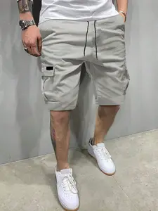 Men's Casual Twill cargo shorts Cotton Drawstring Elastic Waist Short Pants with Four Pockets, Classic Style, Comfortable Fit