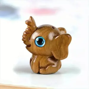 Hand Carved Elephant Design Keychain, Cute Elephant Design Car Keychain, Universal Car Interior Decoration Accessories for Women & Men, Wooden Keychain