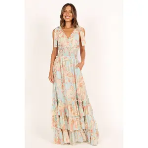 Christabel Tiered Maxi Dress - Blue Floral