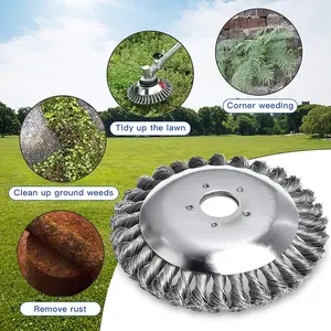 6 Inch Lawn Mower Wire Wheel - Heavy Duty Wear-resistant Rotating Brush for Efficient Weed Removal - High Efficiency Cutting Wheel for Grass Trimming & Roadside Polishing - Fits Most Garden Tools and Lawn Mowers