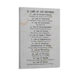12 Laws of The Universe Poster 4 Canvas Wall Art Poster Decor Print