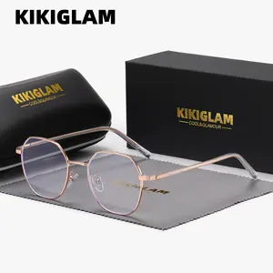 KIKIGLAM Unisex Premium Craftsmanship Fashion Full-Frame Lens with exquisite elegant Anti-Blue Light and Round plano Glasses