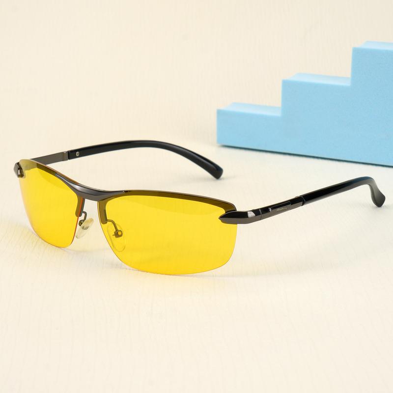 Men's Stylish Sporty Night Vision Goggles - Polarized Metal Reinforced Frame, Anti-Glare Surround Design Suitable for Outdoor Driving/Cycling/Fishing Scenarios SM0109