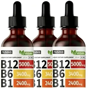 3 Bottles Acentiallabs Vitamin B12 & B6 Liquid Drops | Sublingual B-Complex 5000mcg Methylcobalamin | Raspberry Flavor, Supports Energy, Brain & Heart Health, 2 fl oz