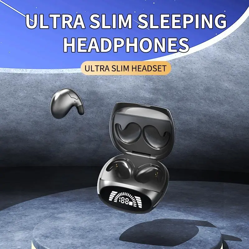 H.L.WALK-D Wireless Sleep Earbuds - Soft Comfortable Invisible Tiny Mini Flat Headset for Side Sleepers, Sweat-Resistant Audio Device for Work, Running, Compatible with Phone & Tablet (Note: Not Water Resistant)