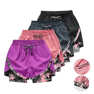 Women’s casual athletic shorts with built-in lining, drawstring elastic waistband design, suitable for outdoor sports, fitness, running, and everyday wear; women’s shorts, athletic shorts, women’s outdoor casual apparel