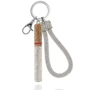 Bling Rhinestone Cigarette Keychain, Sparkling Diamond Cigarette Bag Charm, Luxury Crystal Key Ring for Women