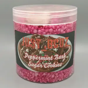 Jar of Peppermint Bark Sugar Cookies Fragranced Wax Melt Beads